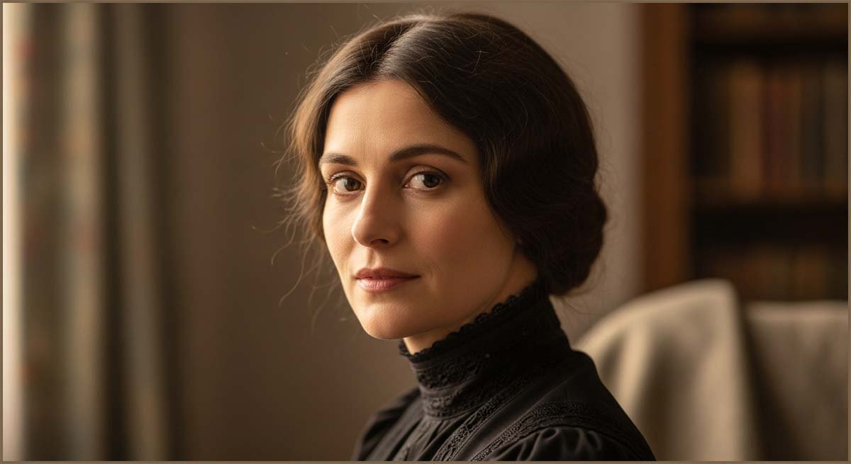 Clara Immerwahr seated in a study, looking towards the viewer.