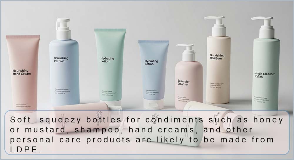 Squeezy bottles made from LDPE.