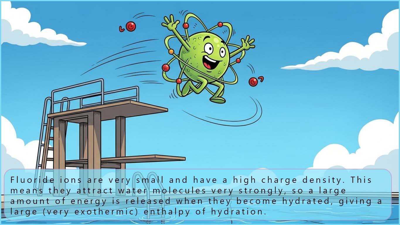 Fluoride ion hydration explained using a cartoon analogy