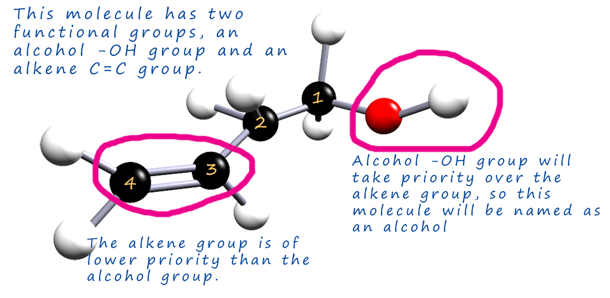 How to name molecules which contain more than one functional group.