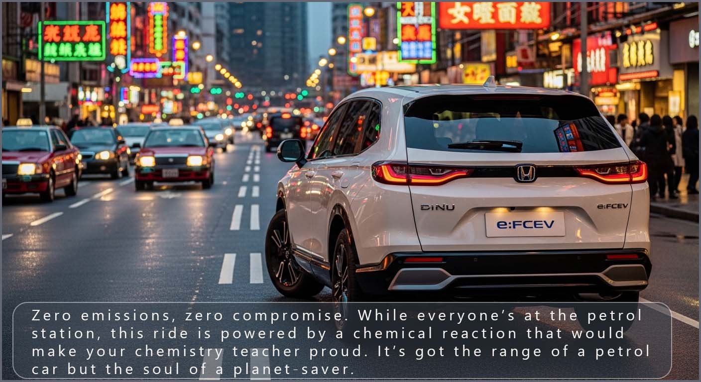 A hydrogen fuel cell car