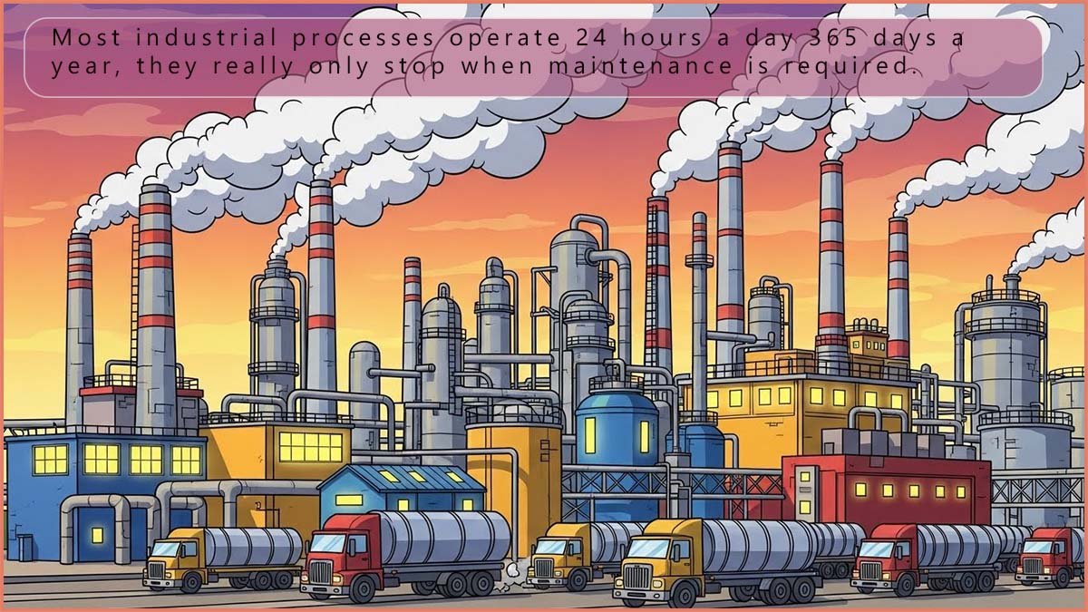 Image is a comic style image showing a factory producing fertilisers