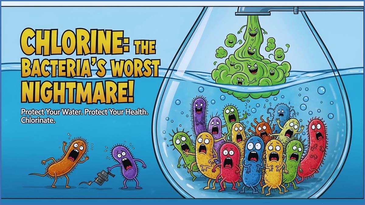Chlorine: the bacteria's worst nightmare cartoon 2