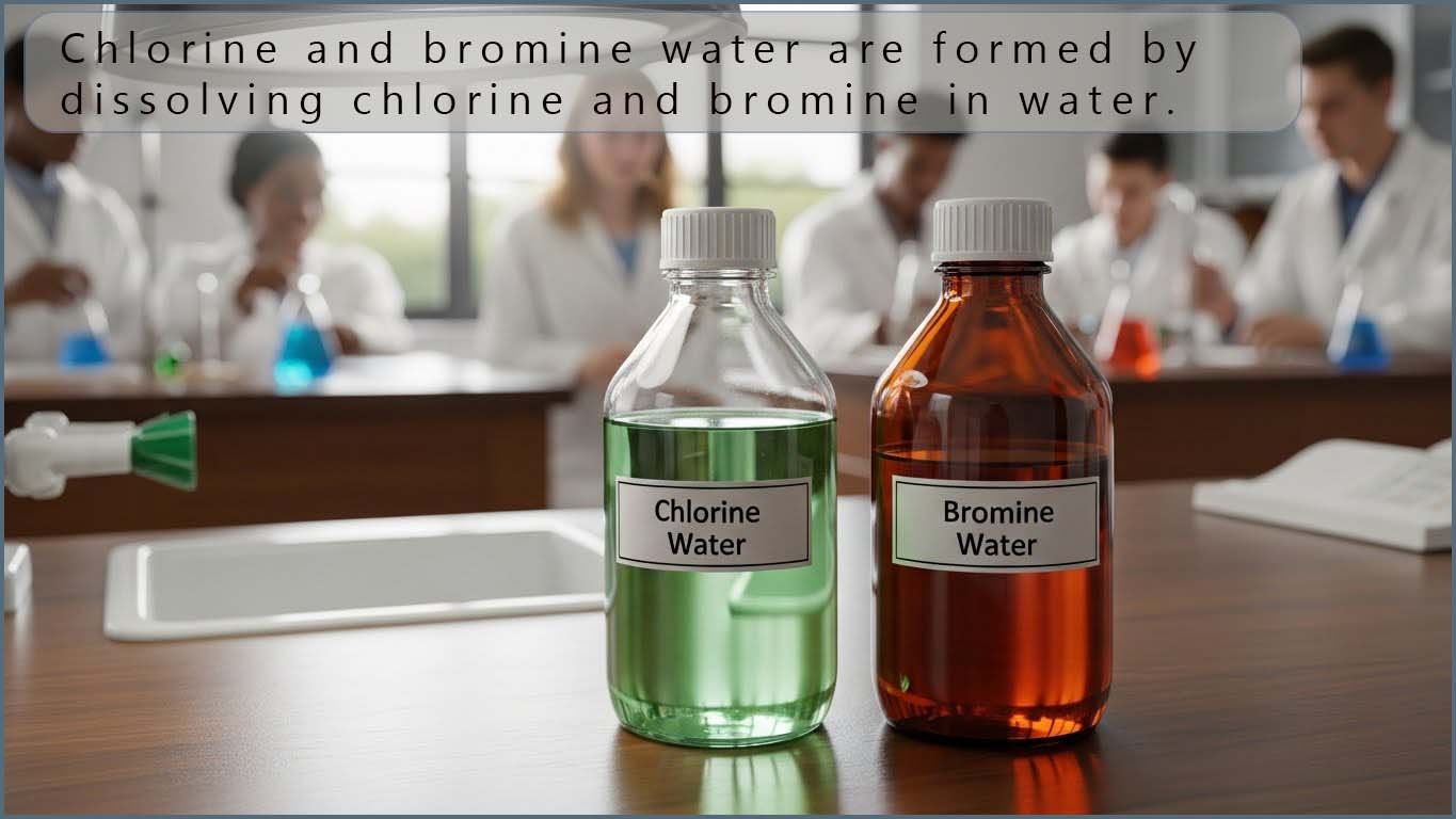 Chlorine and bromine water.