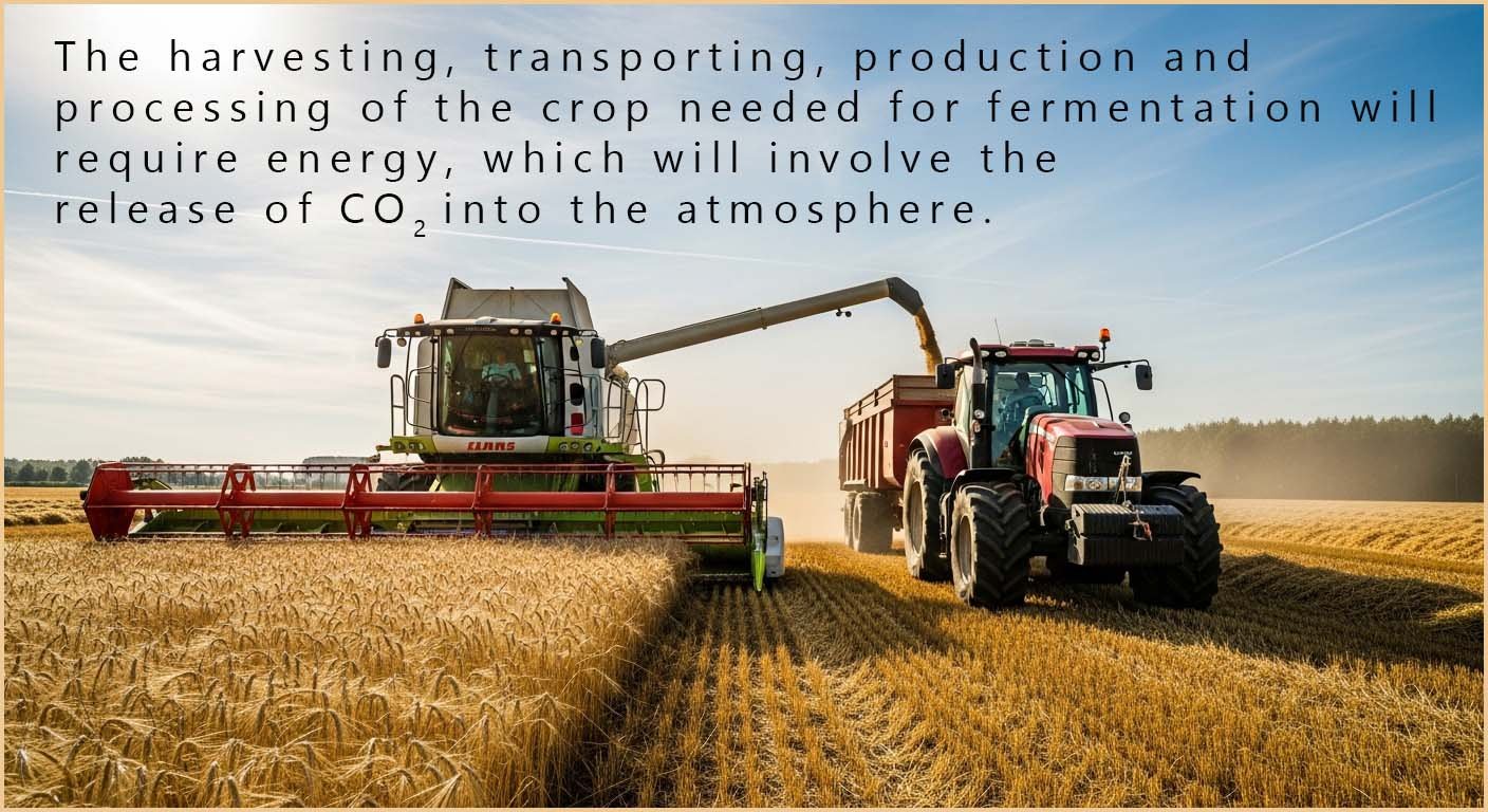 crop being harvested releases carbon dioxide