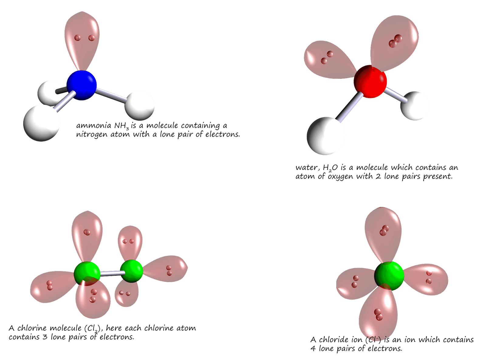 3d models of 
molecules and ions with lone pairs of electrons