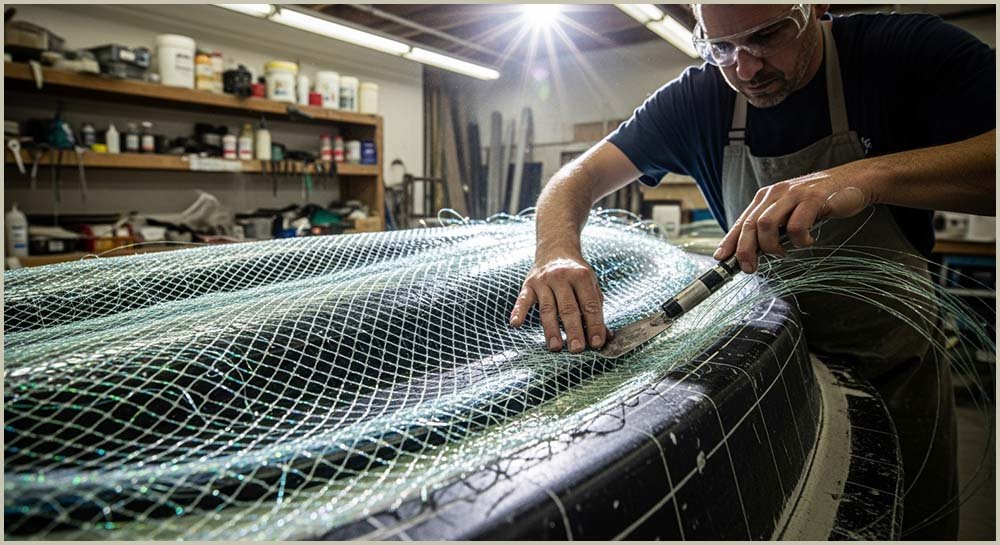 Glass fibres in fibreglass