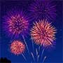 Fireworks going off to give coloured flames