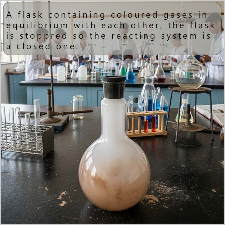 Sealed flask containing gases at equilibrium
