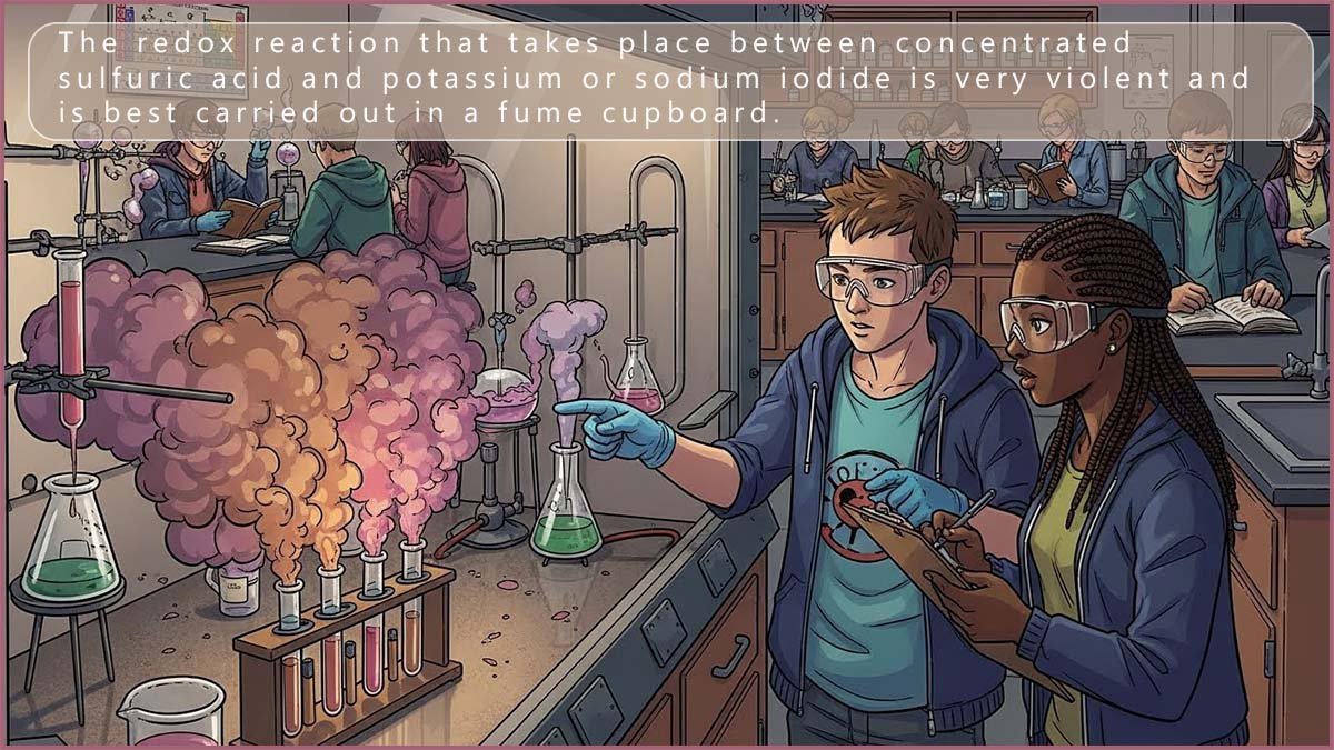 Details of the reaction between concentrated sulfuric acid and sodium iodide