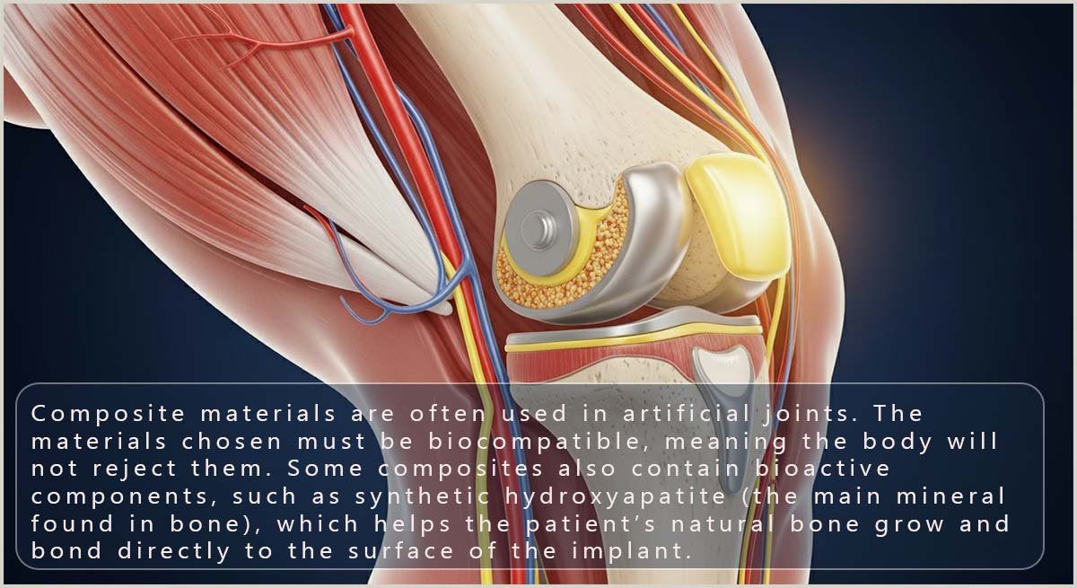 Artificial joints contain composite materials.