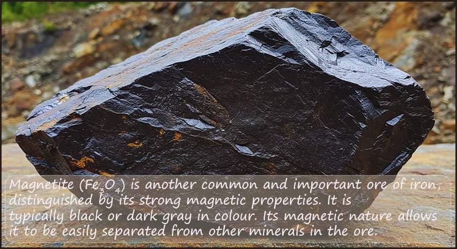 Close up of the metal ore magnetite