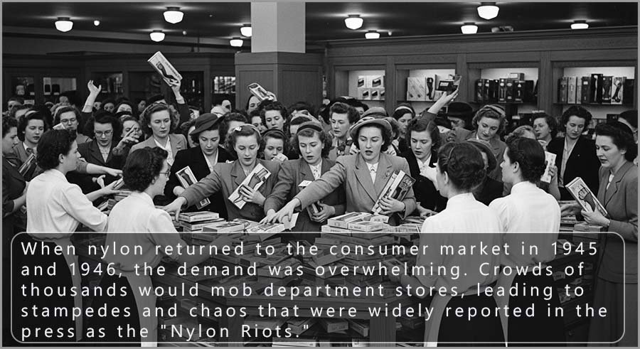 Women queuing for nylon stockings during the nylon riots in 1945.