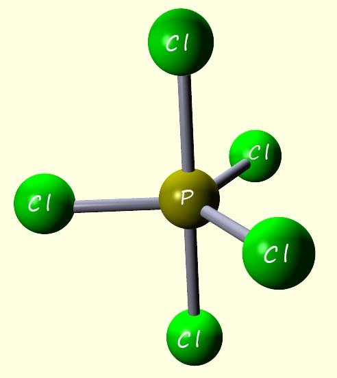 phosphorus pentachloride is a trigonal bipyramidal molecule, 3d model of a trigonal bipyramidal molecule.