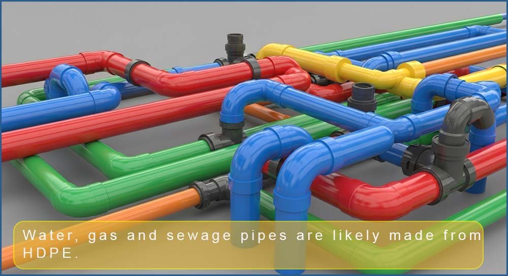 Gas, water and sewerage pipes may be HDPE.