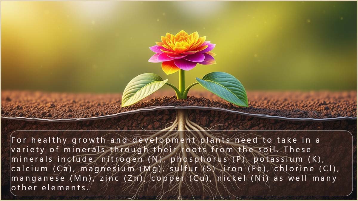 Plants need to take in a variety of soluble minerals from the soil to stay healthy.