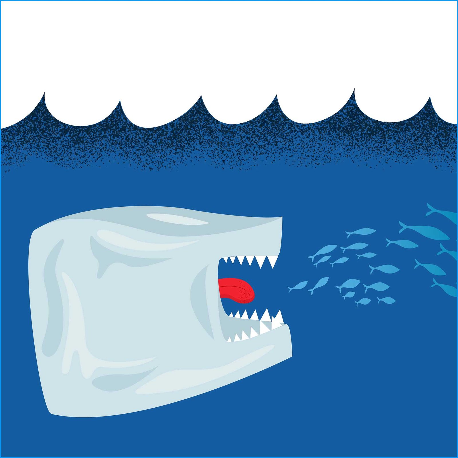 Image to show the harm done by plastic waste at sea on marine organisms