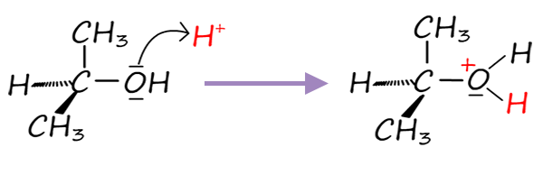 Protonation of propan-2-ol