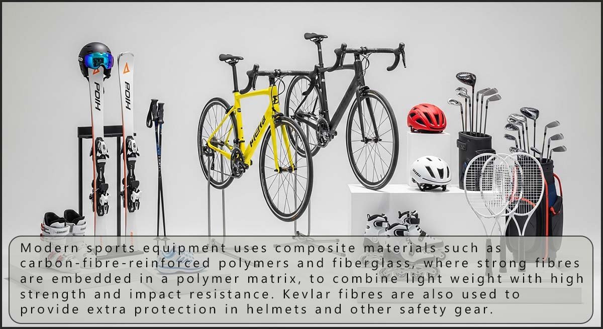 Modern sports equipment relies heavily on composite materials.