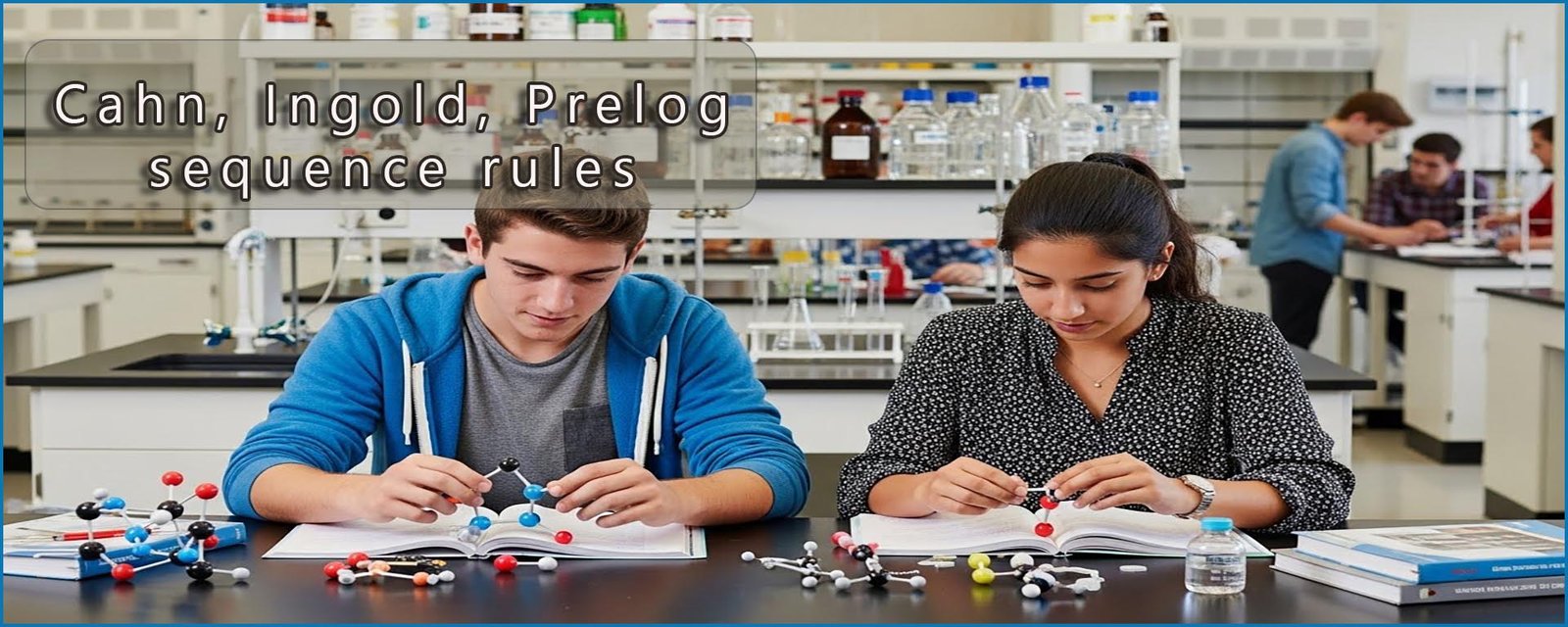 priority rules header image- students building models of molecules using moly mod kits.