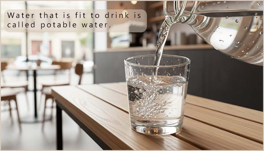 Image to show clear, clean potable water being poured in a drinking glass